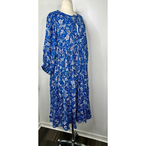 SUNDRY US Size XL /14 Blouson Sleeve Midi Cotton Dress New With Tags - Picture 7 of 15